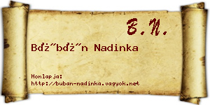 Búbán Nadinka névjegykártya